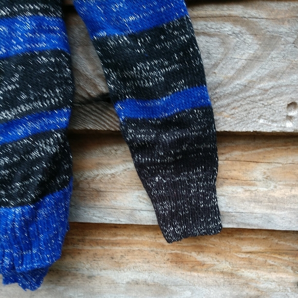 💖Dollhouse Open Front Shrug Sweater💖 Acrylic Blue/Black Sparkles - Picture 6 of 12